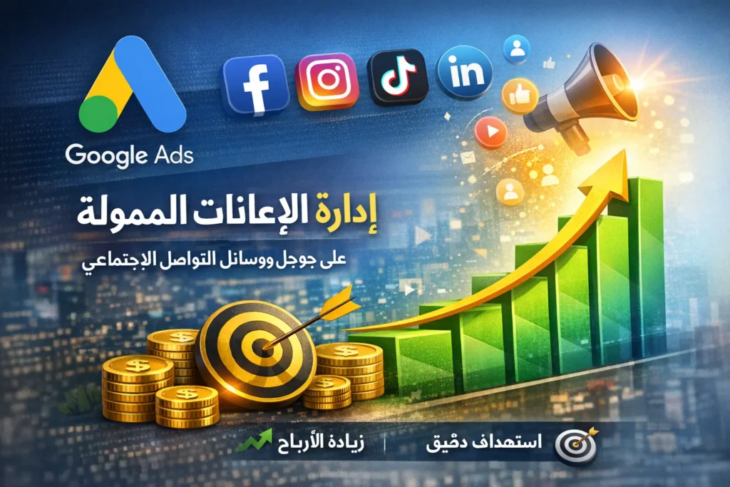 إدارة الإعلانات الممولة على جوجل وفيسبوك وإنستجرام لزيادة الأرباح وتحقيق استهداف دقيق